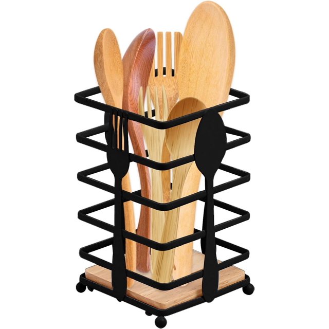 Utensil Holder, Kitchen Utensil Holder, Square Kitchen Utensil Stand, Black