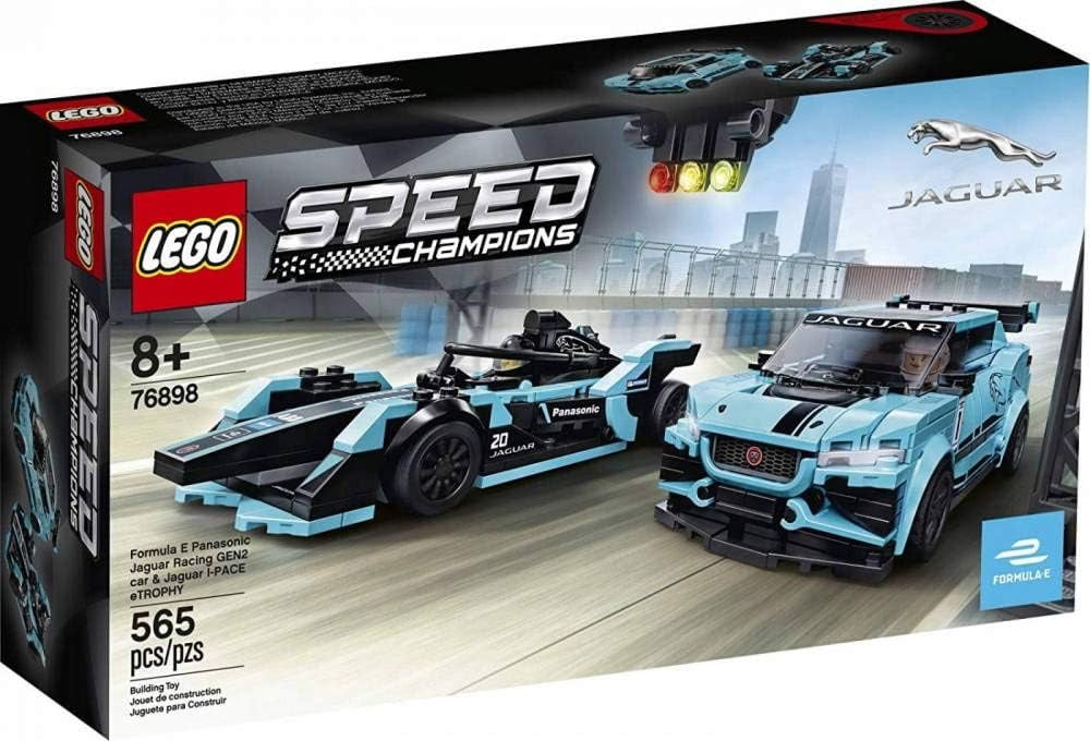 LEGO Speed Champions 76898 Building Kit: Formula E Panasonic Jaguar Racing Gen2 Car and Jaguar I-PACE eTROPHY