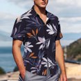 thumbnail image 4 of Pisexur Shirts for Man T Hommes Mode Décontractée Col Rabattu Imprimé Manches Courtes Chemise Boutonnée Blouse Noire, 3TG Chemises de Golf Hommes & Chemises Hommes, 4 of 7