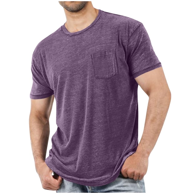 Plebaso Men's Short Sleeve Crew Neck T-Shirts Casual Solid Color Tshirts Breathable Mens Summer Basic Tees