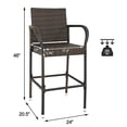thumbnail image 3 of SUPER DEAL Upgraded Wicker Bar Stool Chairs Outdoor Backyard Rattan Chair w/Iron Frame, Armrest and Footrest (2), 3 of 5