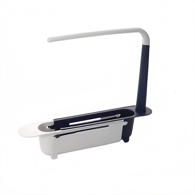 MTBLYS Telescopic Sink Caddy Kitchen Sink Basket with Extendable Arm Removable Over Sink Organizer Dish Sponge Storage Rack Countertop Drying Rack Kitchen Sink Accessories
