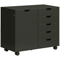 thumbnail image 1 of HOMCOM Modern Mobile 5-Drawer Chest with Door, Office Storage Cabinet Black, 1 of 5