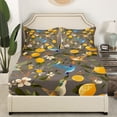 thumbnail image 3 of Erosebridal Chic Hummingbird Full Sheet Sets, Orange Lemon Beige Floral Flower Bedding Full Size, Microfiber 4pcs, 3 of 6