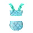 thumbnail image 2 of Sxiwei Little Gilrs Two Pieces Fish Scales Tankini Swimsuits Ruffle Top Bottoms Bathing Suit Green 5, 2 of 6