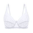 thumbnail image 5 of Sentmoon Bras for Women No Underwires Plus Size Comfortable Bras for Women Lace Bra Lift Wide Strap Thin Style Breathable Solid Color Workout Bra Soft and Comfortable for Running White 90B, 5 of 5