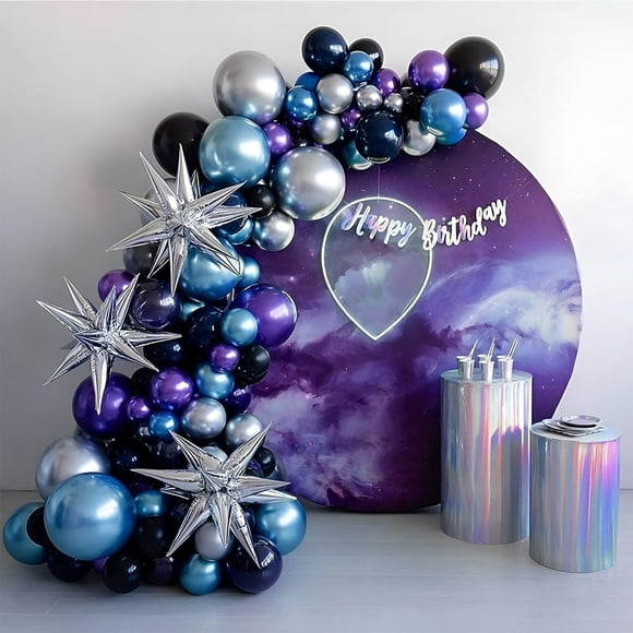 Ensemble d'Arche Guirlande de Ballons Latex Ensemble de Ballons Galaxie Réutilisable Kit de Ballons en Feuille Conique avec Bande de Ballons Ruban Crochet Paille pour Fournitures de Fête d'Anniversaire Anniversaire de Mariage