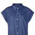 thumbnail image 5 of CEHVOM Robe pour Femme Mode Manches Courtes Ajustée Couleur Unie Robe MIDI en Denim, 5 of 5