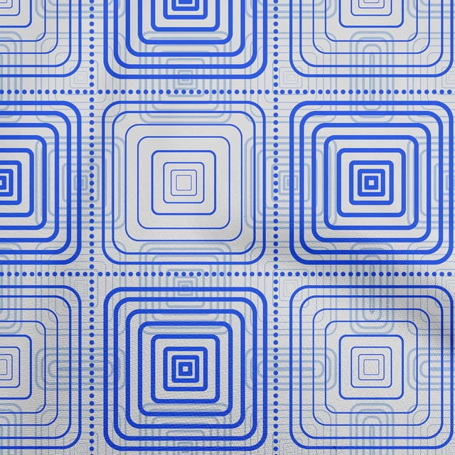 oneOone Cotton Poplin Blue Fabric Geometric Sewing Craft Projects Fabric Prints By Yard 42 Inch Wide