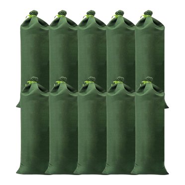 Redempat Ensemble de 10 Pcs Sacs de Sable Durables pour Barrière contre les Inondations et les Dégâts d'Eau à la Maison Toile Polyvalente Facile Vert 30*80cm+10 Pcs