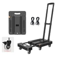 thumbnail image 2 of Folding Hand Cart, Expandable Chassis Flexible and Stable Platform Truck Sturdy Structure 2.5 inch Brake Wheel 6 Wheels with 2 Ropes for Travel Shopping, 2 of 7