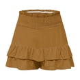 thumbnail image 4 of Timegard Wide Leg Shorts for Women Elastic Waisted Smocked Ruffle Bottom Flowy Lounge Shorts Beach Wear, 4 of 5