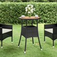 thumbnail image 1 of vidaXL Garden Table Ø60x75 cm Acacia Wood and Poly Rattan Black, 1 of 4