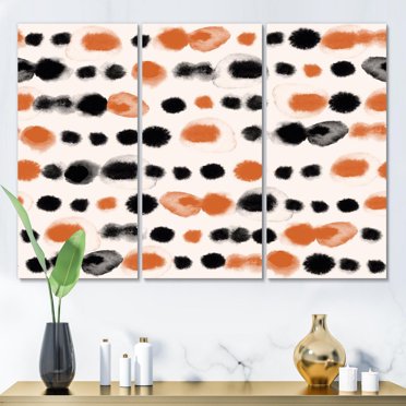 Designart Pois noirs et orange Art mural sur toile