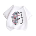 thumbnail image 3 of PMVFHDE Hauts pour Filles T-Shirts pour Filles T-Shirts Graphiques T-Shirts pour Fille Hauts d'Été Tendance pour Filles Hauts d'Été pour Fille T-Shirt Graphique Mignon pour Fille Col Rond Manches Courtes T-Shirt d'Été Blanc, 3-4 Ans, 3 of 5