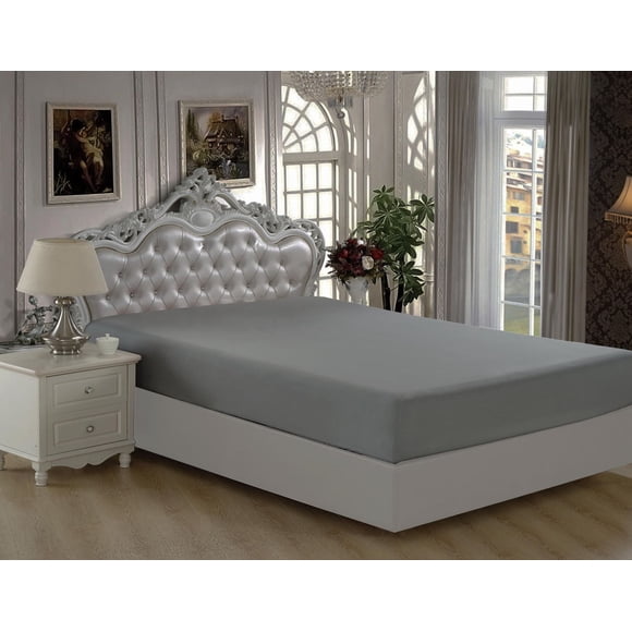 Drap-housse en bambou massif, ultra doux et soyeux, à poches profondes, pour toutes les saisons, couleur gris