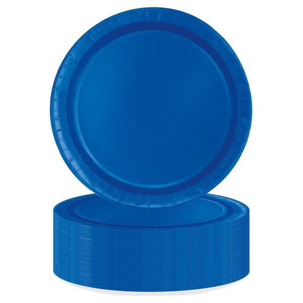 Unique Industries Assiettes à dessert rondes bleu électrique de 7 po, 70 ct