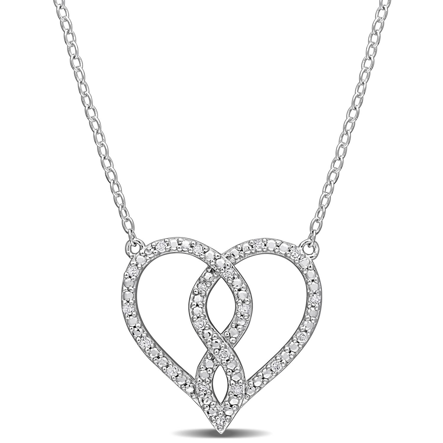 Collier en forme infini Miabella avec 1/10 ct poids total de diamants en argent sterling