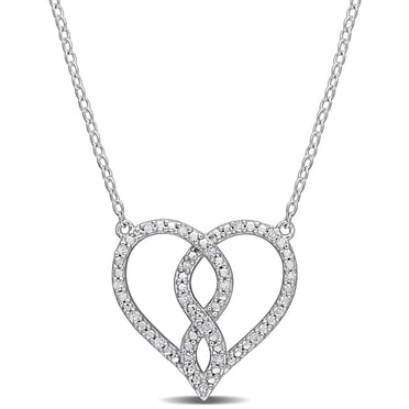Miabella 1/10 Carat T.W. Diamond Sterling Silver Heart Infinity Necklace