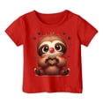 thumbnail image 4 of GDREDA Vêtements Fille Enfant Imprimé Sport Décontracté Confortable Col Rond Manches Courtes T-Shirt pour Enfants Hauts Mignons Rouge, 4-5 Ans, 4 of 4