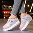 thumbnail image 2 of Chaussures de Patin Lumineuses pour Filles, Espadrilles à Semelles Épaisses avec Roues, Rechargeables par USB, Roulettes, Chaussures Mode, 2 of 8