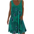 thumbnail image 1 of JUNWELL Robes d'Été pour Femmes Grande Taille Robes d'Été Grande Taille pour Femmes Plage Col en U Sans Manches Faux Deux Pièces Robe T-Shirt de Fête Midi Robe Ample, 1 of 5