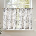 thumbnail image 1 of Linen Kitchen Curtains 24 Inch Vintage Gray Floral Tier Curtains Farmhouse Cottage Cafe Rod Pocket Country Small Window for Laundry Room Bathroom RV 2 Panels Grey on Beige, 1 of 8