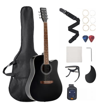 VEVOR 41 in Cutway Acoustic Guitar Beginner Bundle with Gig Bag for Adult Solo Black