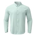 thumbnail image 3 of Kcodviy Chemise à Col Rabattu Longue Justaucorps pour Homme Justaucorps Hauts Manche Boutonnée Chemise à Long Col pour Homme Décontractée Unie Chemises pour Homme, 3 of 4