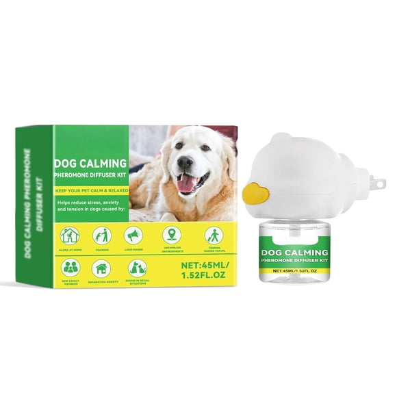 Qocolhg Dog Calming Diffuser Kit 45ml Pheromone Diffuser for Dogs Anxiety Relief Stress Thunderstorm Separation Plug-in Drug Free 30 Day Duration 700 Sq Ft Coverage Calming Vaporizer Pet
