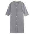 thumbnail image 4 of SNNROO Women Button down Robe 3/4 Sleeve Nightgowns Lightweight Bathrobe Sleepwear Loungewear with Pockets, 4 of 5