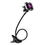 Leojiow Gooseneck Cell Phone Holder Flexible For Desk Long Arm Mobile Phone Stand With Clip For Headboard & Bedside | Flexible Phone Stand Lazy Bracket Mount Clamp 75Cm Black