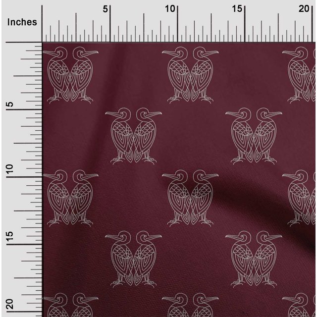 oneOone Polyester Lycra Fabric Bird Artistic Sashiko Printed Fabric 1 Yard 56 Inch Wide