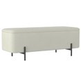 thumbnail image 1 of Modern Fabric & Metal Storage Ottoman Bench - White & Black, 1 of 8