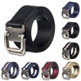 thumbnail image 2 of Men Belt Dual Alloy Buckle All-match Adjustable Webbing Belt Canvas Web Belt, 2 of 9