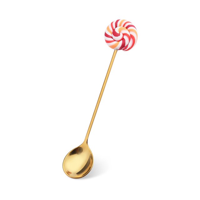 Transemion 1/2/3/5 Cartoon Adorable Restaurant Hotel Tableware Portable Washable Stainless Steel Stirring Mixing Dinnerware Cake Flatware Candy Spoon Brown 1 Pc