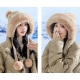 thumbnail image 4 of LinYooLi Bonnet Femme Mignon Pompon Tricoté Doublé Fausse Fourrure Chapeau Chaud d'Hiver, 4 of 7