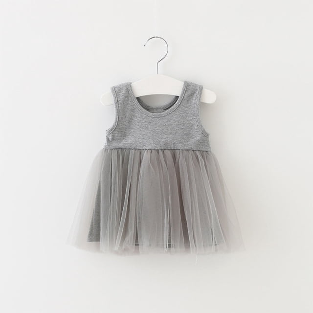 Jusqu'à 60 % de Rabais, Robe Camisole en Maille Unie pour Tout-Petites Filles, Extensible Sans Plis, Ligne A, Sans Manches, Coupe Confortable Coupe Sportive/100 % Polyester, Gris, Sopatenor