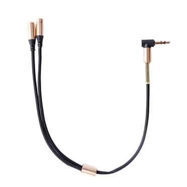 Dual 3.5mm AUX Splitter Audio Auxillary Knitted Cable for Headphone and Speaker (Black)