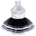thumbnail image 3 of Oyolan Robe Justaucorps de Danse Ballet Métallique à Paillettes pour Filles avec Jupes en Tulle Robes de Performance Argent 14, 3 of 7