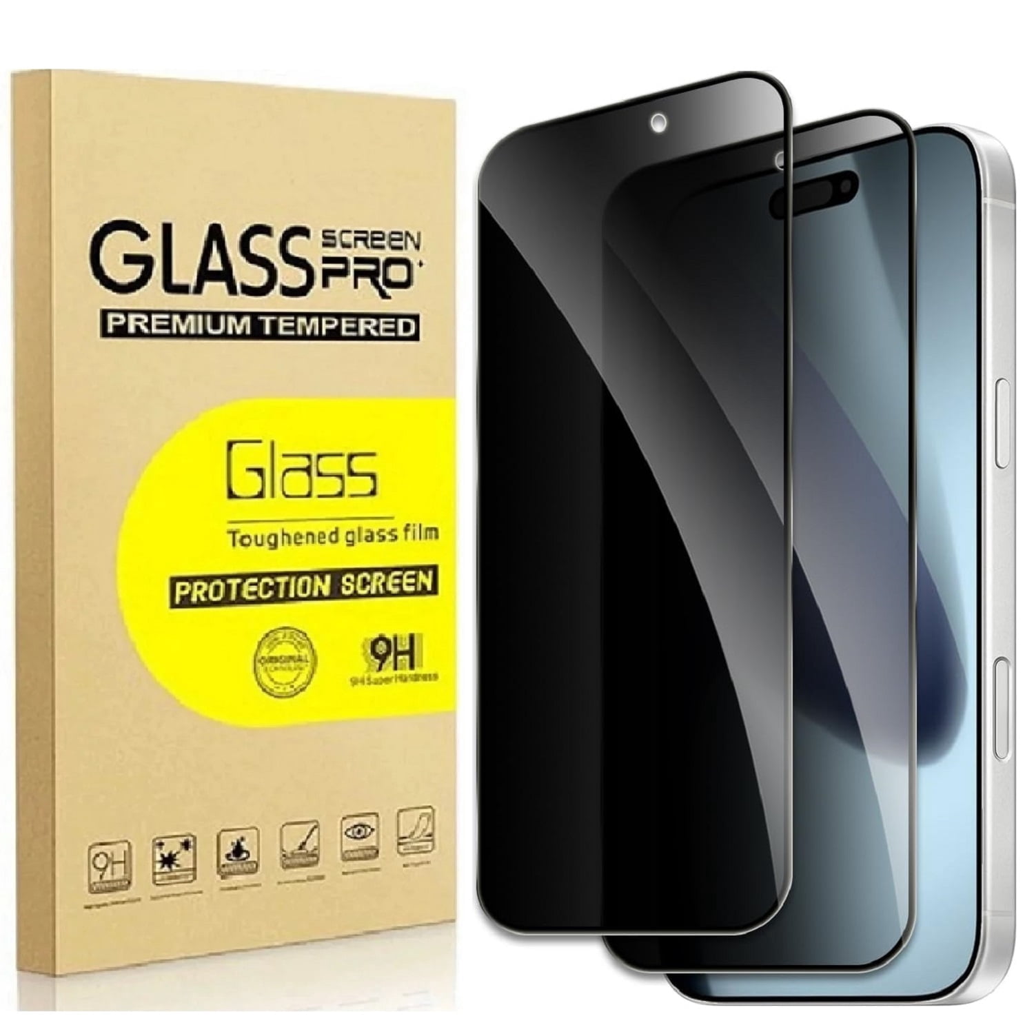 2 Pack for iPhone 17/17 Air/17 Pro/17 Pro Max, 9H Anti Spy Dark Tempered Glass Screen Protector for iPhone 17 Pro, Easy Installation, Bubble Free