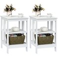 thumbnail image 1 of Patiojoy 2 Pcs Table d'Appoint à 3 Niveaux Table de Chevet Bout de Canapé Étagère de Rangement et d'Exposition Blanc, 1 of 10