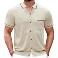 thumbnail image 1 of Birdeem Chemises pour Hommes Chemise à Manches Courtes Boutonnée Tricotée Col Rabattu Veste Fine, 1 of 12