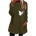 thumbnail image 2 of Chemises d'Halloween pour Femmes Col Rond et Hiver Ample Imprimé Poche Chaud Manches Longues Blouse Hauts Femmes Grande Taille en Liquidation, 2 of 4