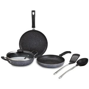 OSNICA 6 Ensemble d'articles de cuisine non-classiques, finition granitique, base d'induction, PFOA