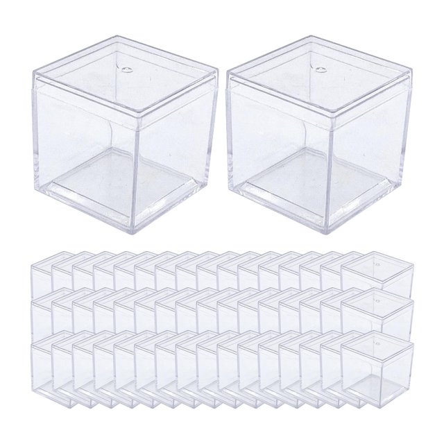 Esquirla 50 Pieces Acrylic Display Case 3.3x3.3x3.3cm Mini Candy Box for Collectibles