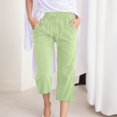 thumbnail image 2 of Women Comfortable High Waisted Wide Leg Pants Drawstring Elastic Trousers Comfy Straight Leg Long Pants With Pockets, 2 of 5