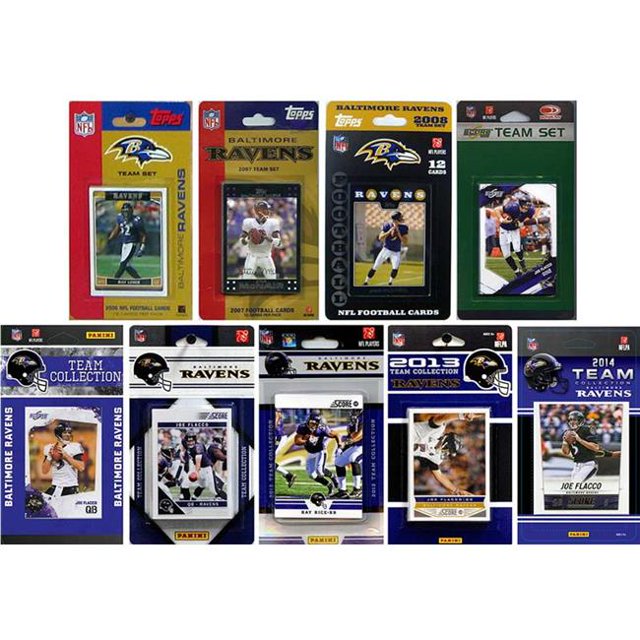 CandICollectables NFL Baltimore Ravens 9 Different Licensed Trading Card Team Sets