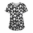 thumbnail image 1 of EGNMCR Hauts de Sarrau d'Infirmière pour Femmes, Imprimé d'Halloween, Uniforme de Travail à Manches Courtes, Col en V, Blouse T-shirt de Tenue de Travail avec Poches, Costumes d'Halloween, 1 of 5