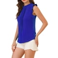 thumbnail image 4 of INSPIRE CHIC Women's Sleeveless Blouse Ruffled Pleated Wear-to-Work Chic Blouse L Royal Blue, 4 of 8